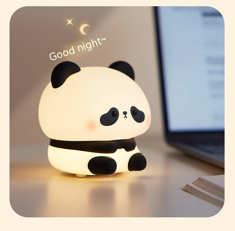 Panda LED Night Light - Cute Silicone USB Rechargeable Touch Lamp with Timing for Children - DropOnline.co