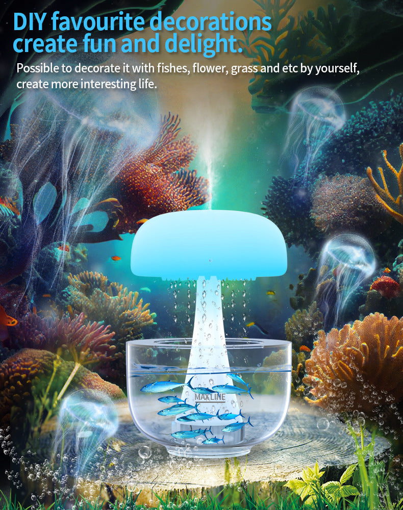 Jellyfish Raindrop Humidifier Ultrasonic Atomization Seven-color Ambience Light Cloud Rain Aroma Diffuser Home Decor - DropOnline.co