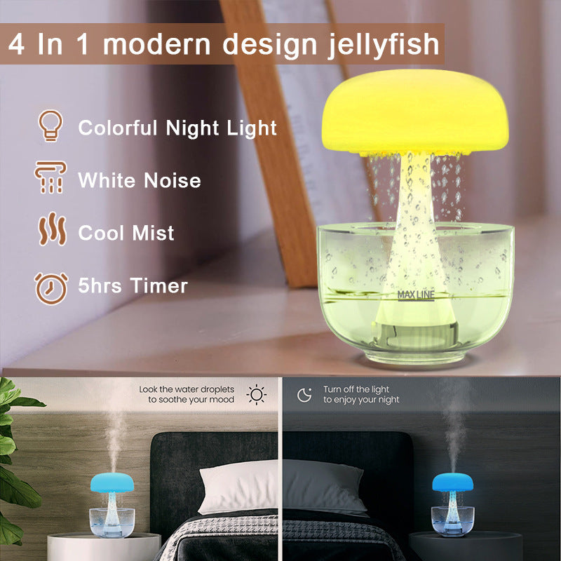 Jellyfish Raindrop Humidifier Ultrasonic Atomization Seven-color Ambience Light Cloud Rain Aroma Diffuser Home Decor - DropOnline.co