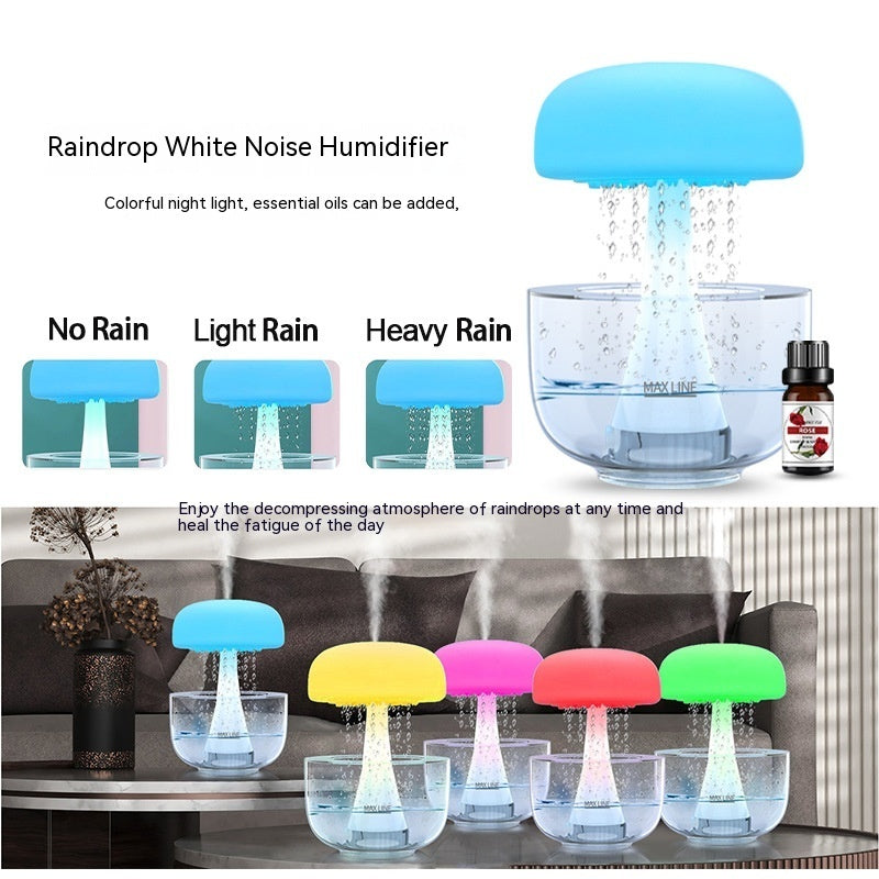 Jellyfish Raindrop Humidifier Ultrasonic Atomization Seven-color Ambience Light Cloud Rain Aroma Diffuser Home Decor - DropOnline.co