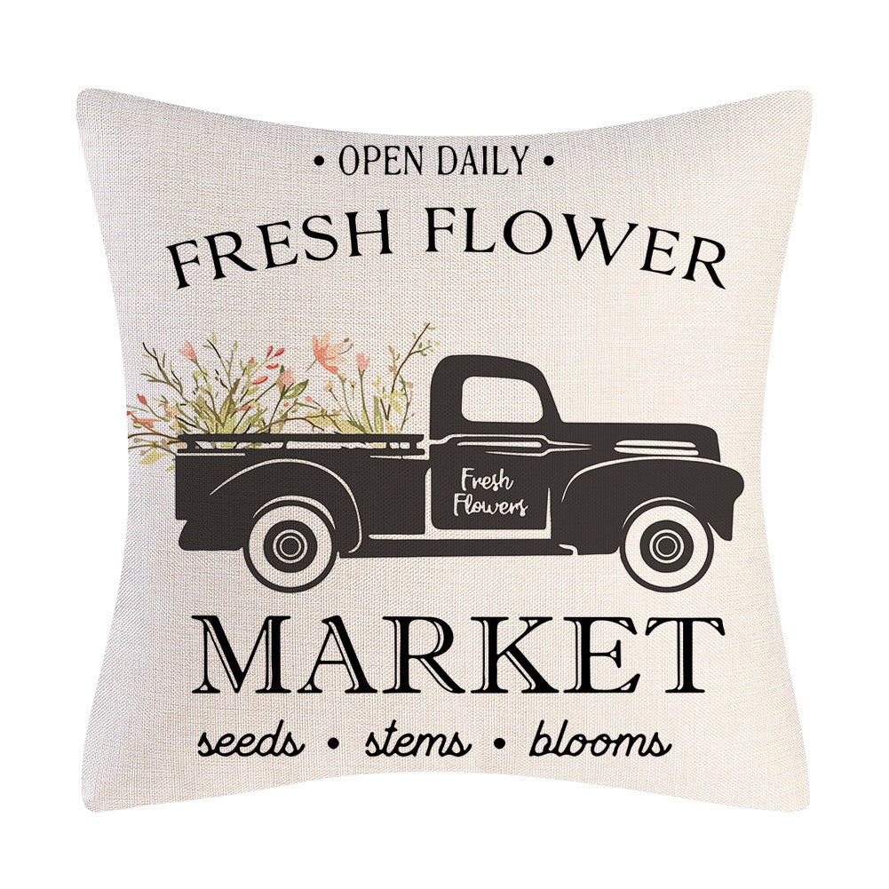 Tulip Farm Bike Flower Cushion Pillowcase - DropOnline.co