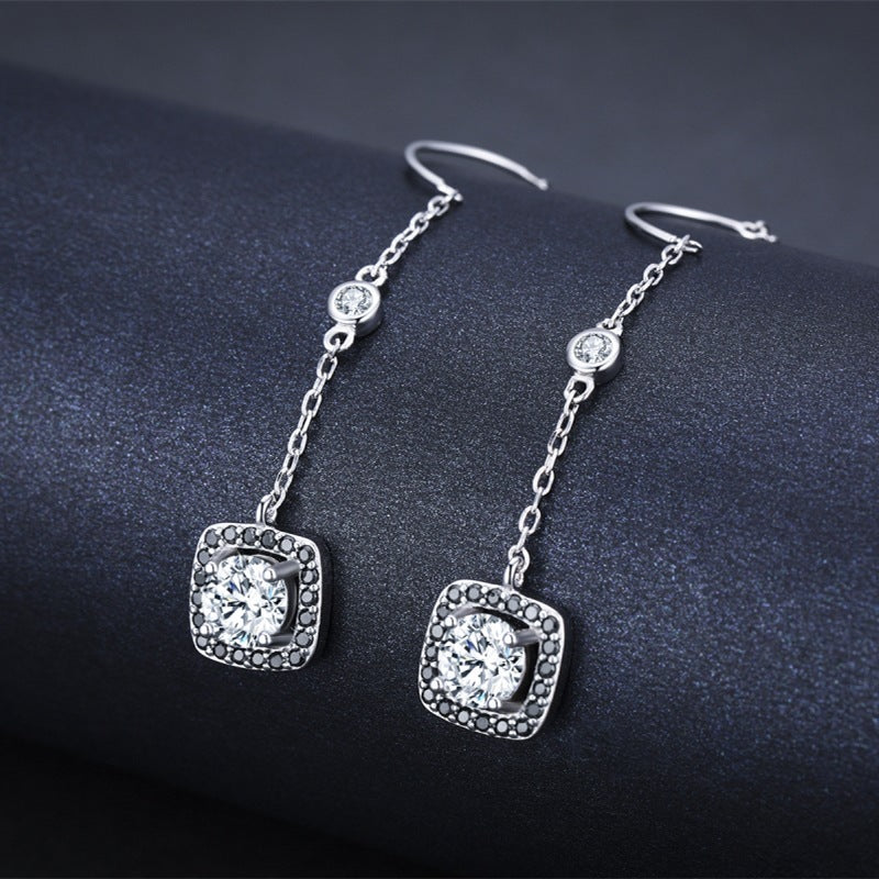 Light Luxury Long Copper Plated Zircon Earrings - DropOnline.co