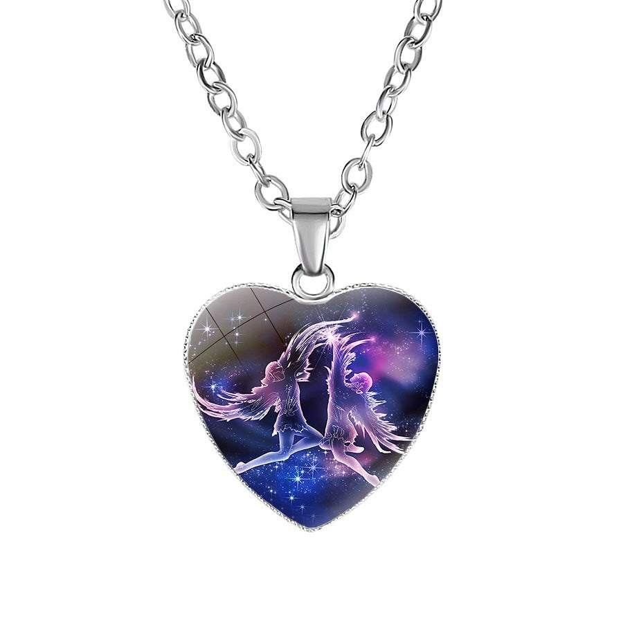 Women's Zodiac Heart Pendant Necklace - Personalized Astrology Jewelry - DropOnline.co