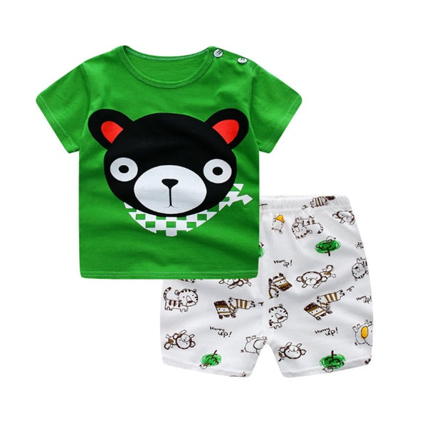 Cartoon Baby Clothing Set - Summer T-Shirt & Shorts Outfit for Boys & Girls - DropOnline.co