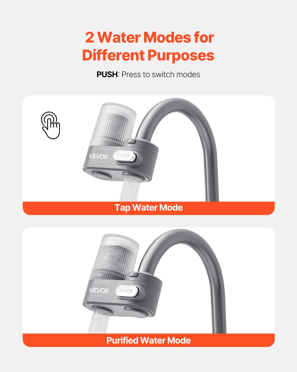 Faucet Mount Water Filter Sink Water Purifier For Kitchen Vertical Gray - DropOnline.co