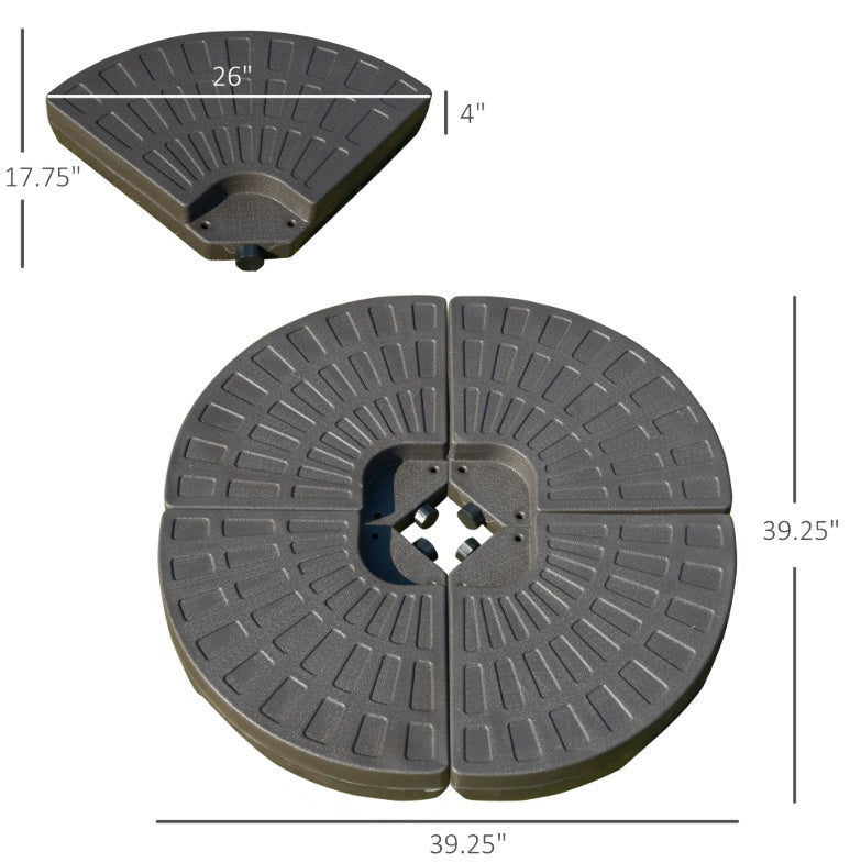 Cantilever Patio Umbrella Base Fan Shaped Weights With Handles Durable Material Coffee - DropOnline.co