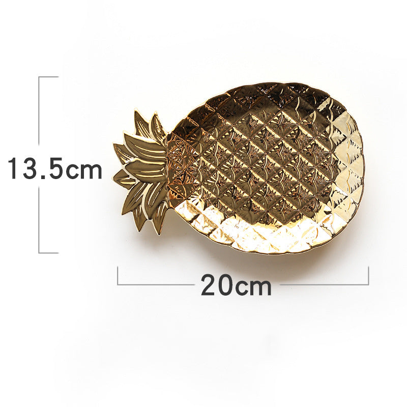 Gold Plated Dessert Plate Ceramic Jewelry Plate Home Decor - DropOnline.co