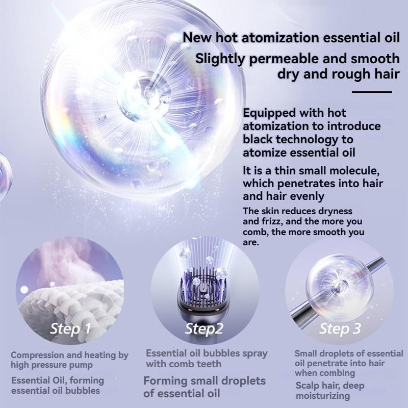 Electric Massage Brush - 1 Pc, 3 X 1.2ml Hair Oil Bottles, Multi-function Scalp Massage Comb, Can Hold Hair Oils - DropOnline.co