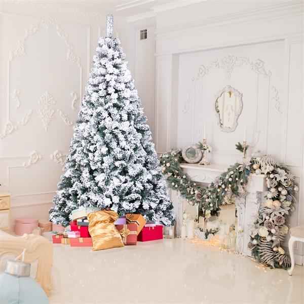 Green Flocking 6ft Christmas Tree - 750 Branches Automatic PVC Tree - DropOnline.co