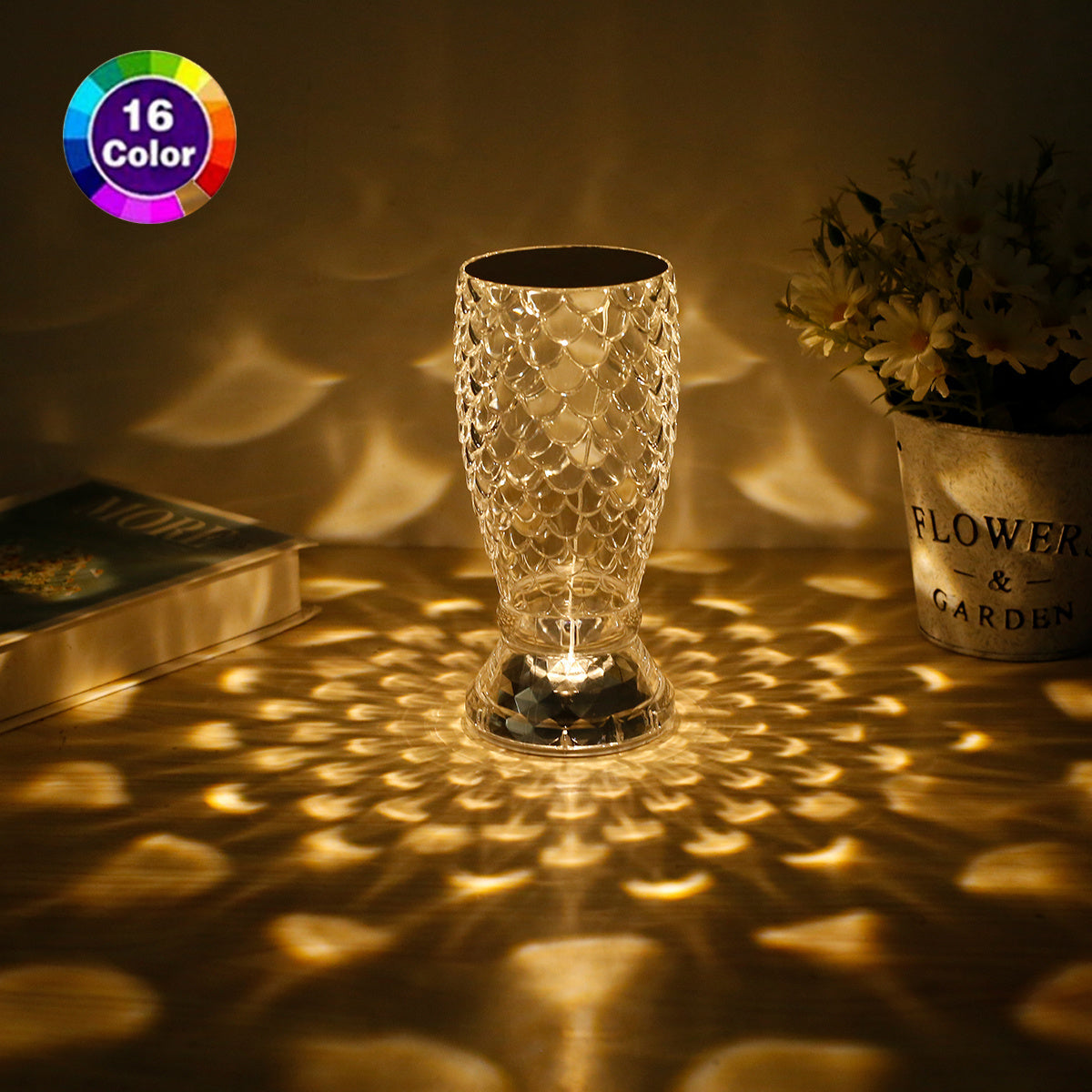 Fish Scale Lamp With USB Port LED Rechargeable Touch Night Light Crystal Lamp For Bedroom Living Room Party Dinner Home Decor Creative Lights - DropOnline.co