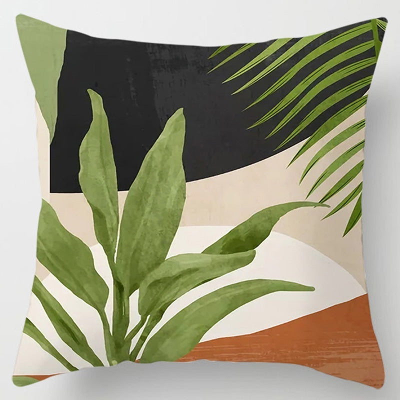 Floral Plant Pattern Cushion Cover - Botanical Bedroom Decor Throw Pillow Case - DropOnline.co