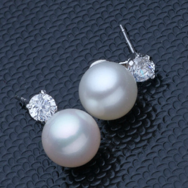Round Pearl Stud Earrings - Classic Elegant Pearl Studs - DropOnline.co