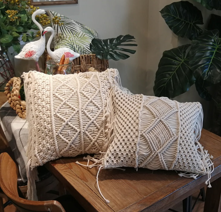 Bohemian Hand-woven Macrame Cotton Cushion Cover - DropOnline.co