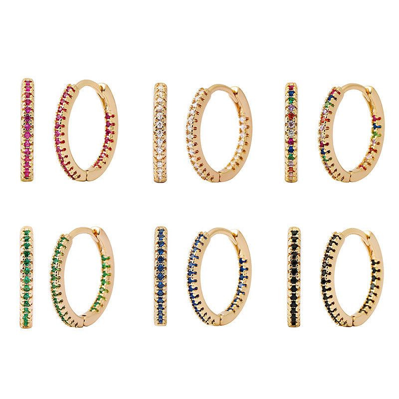 Circle Female Earrings Ear Clip Multicolor Zircon Elegant - DropOnline.co