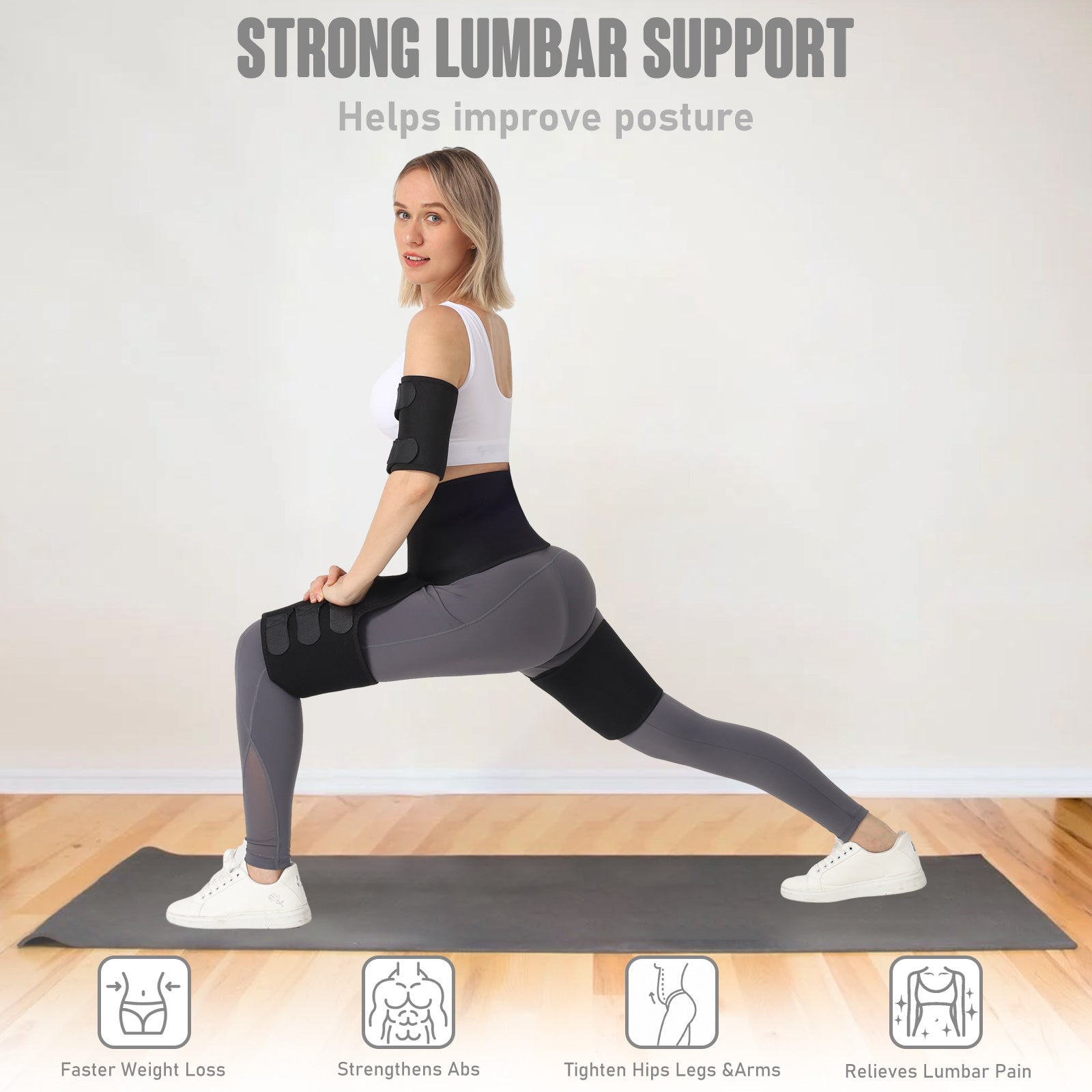 Multi-Purpose Fitness Belt Set - Waist, Arm & Thigh Training Belts - DropOnline.co