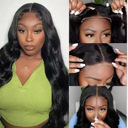 Ready To Go   HD Lace Front Wigs Glueless Put-on Go Body Wave Wig Pre-Plucked Blend Human Hair Transparent Lace Color - DropOnline.co