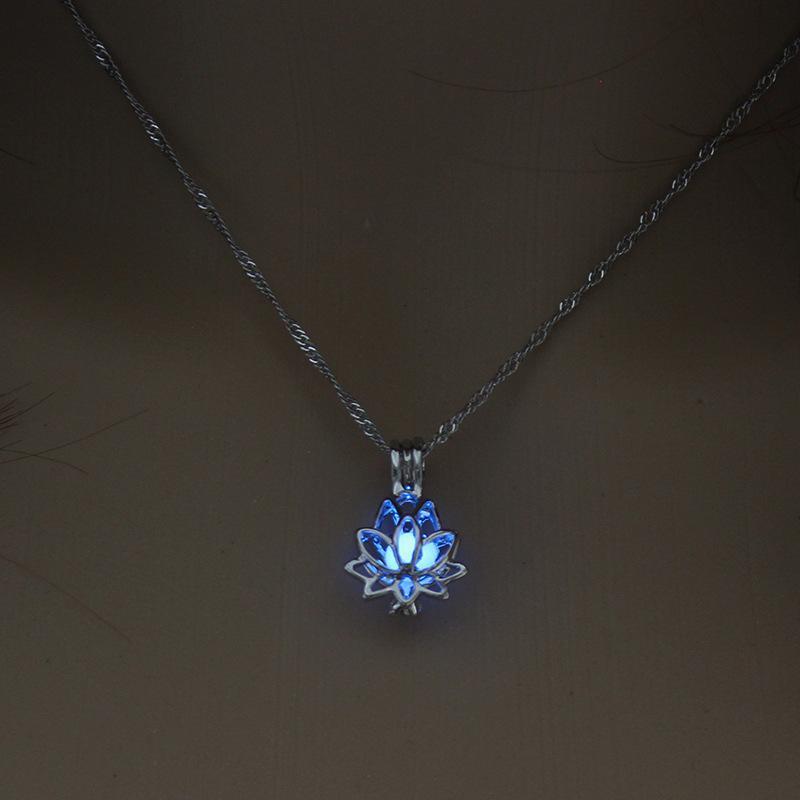 Yoga Lotus Photo Box Luminous Pendant Necklace - DropOnline.co