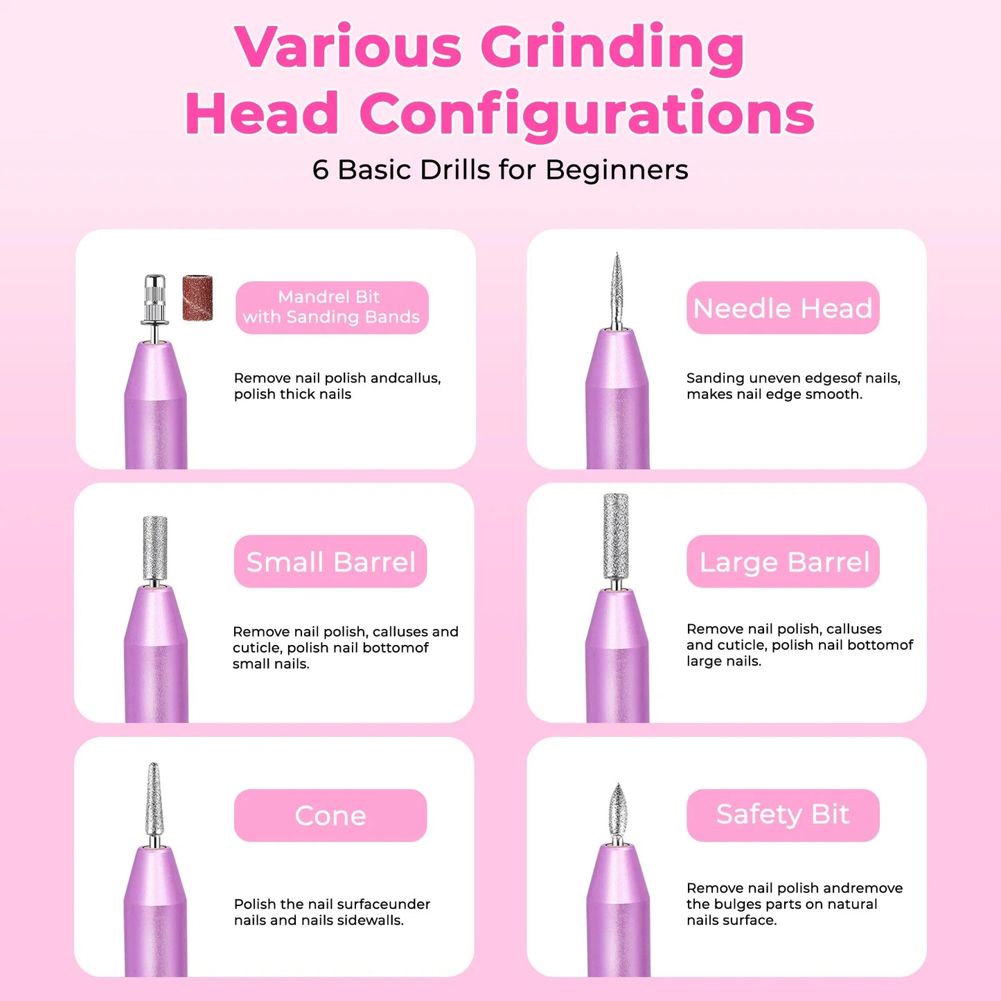 Portable Electric Nail Drill, Professional Nail File Kit For Acrylic, Gel Nails, Manicure Pedicure With Nail Drill Bits Sanding Bands Rose Gold - DropOnline.co