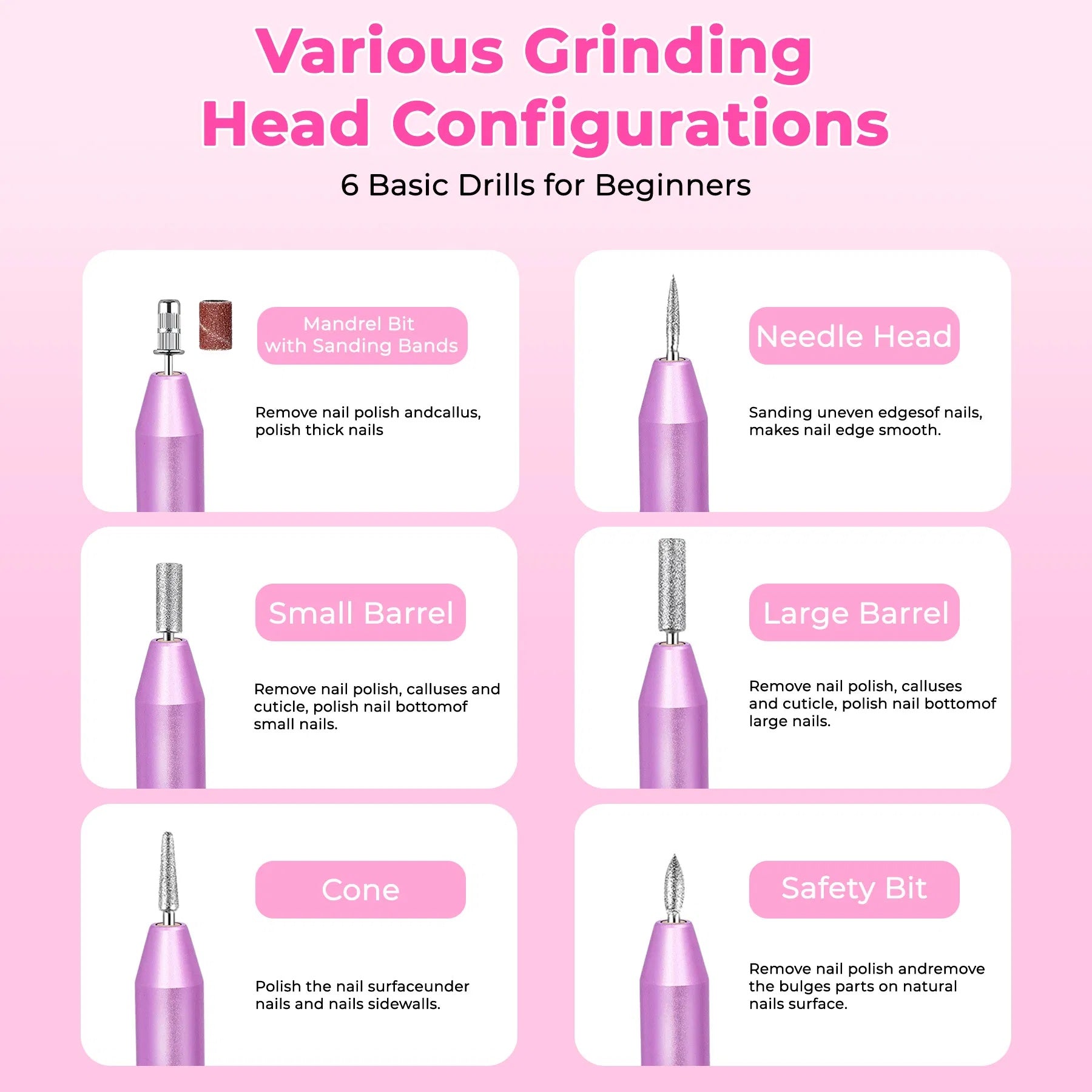 Portable Electric Nail Drill, Professional Nail File Kit For Acrylic, Gel Nails, Manicure Pedicure With Nail Drill Bits Sanding Bands Rose Gold - DropOnline.co