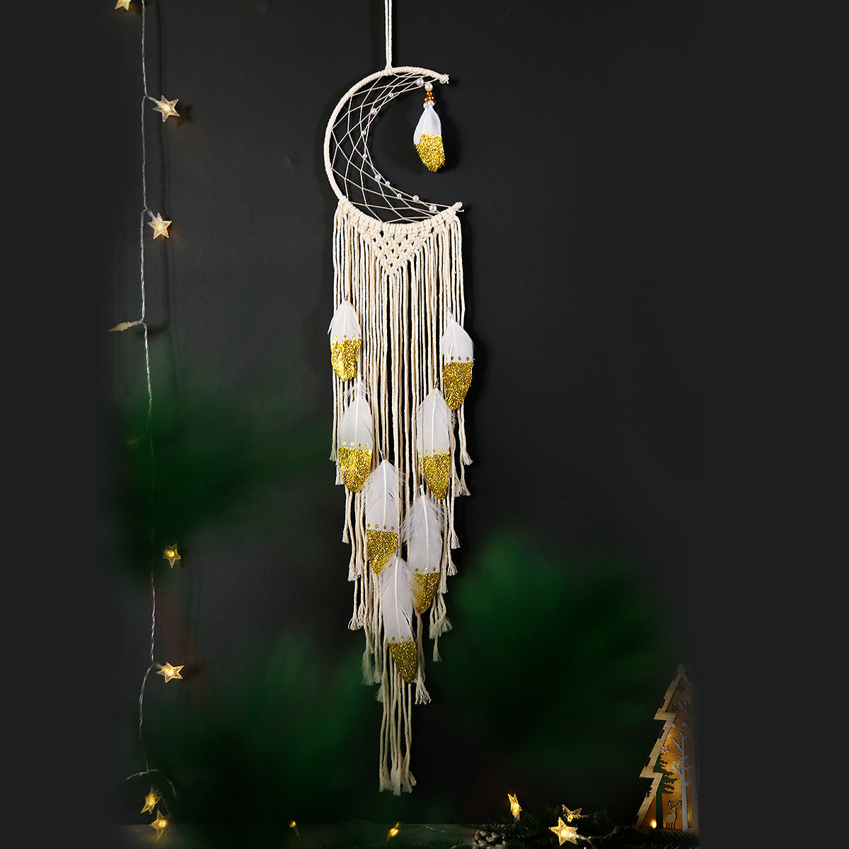 Crescent Dream Catcher Home Decor Gold - DropOnline.co