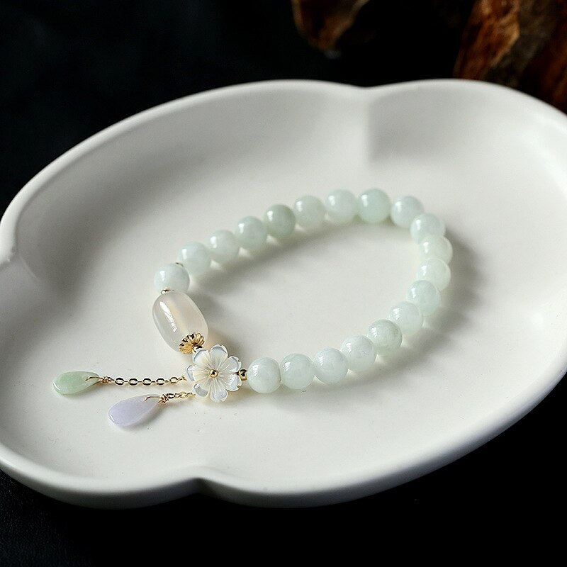 Shell flower jade water drop bracelet - DropOnline.co