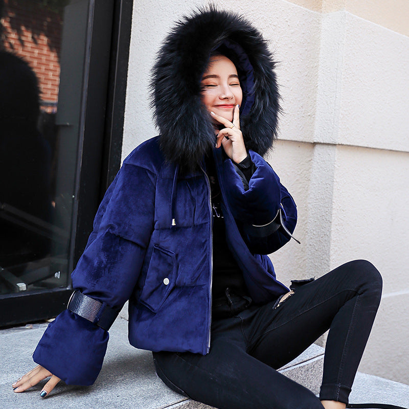 Big fur collar bread coat cotton coat - DropOnline.co