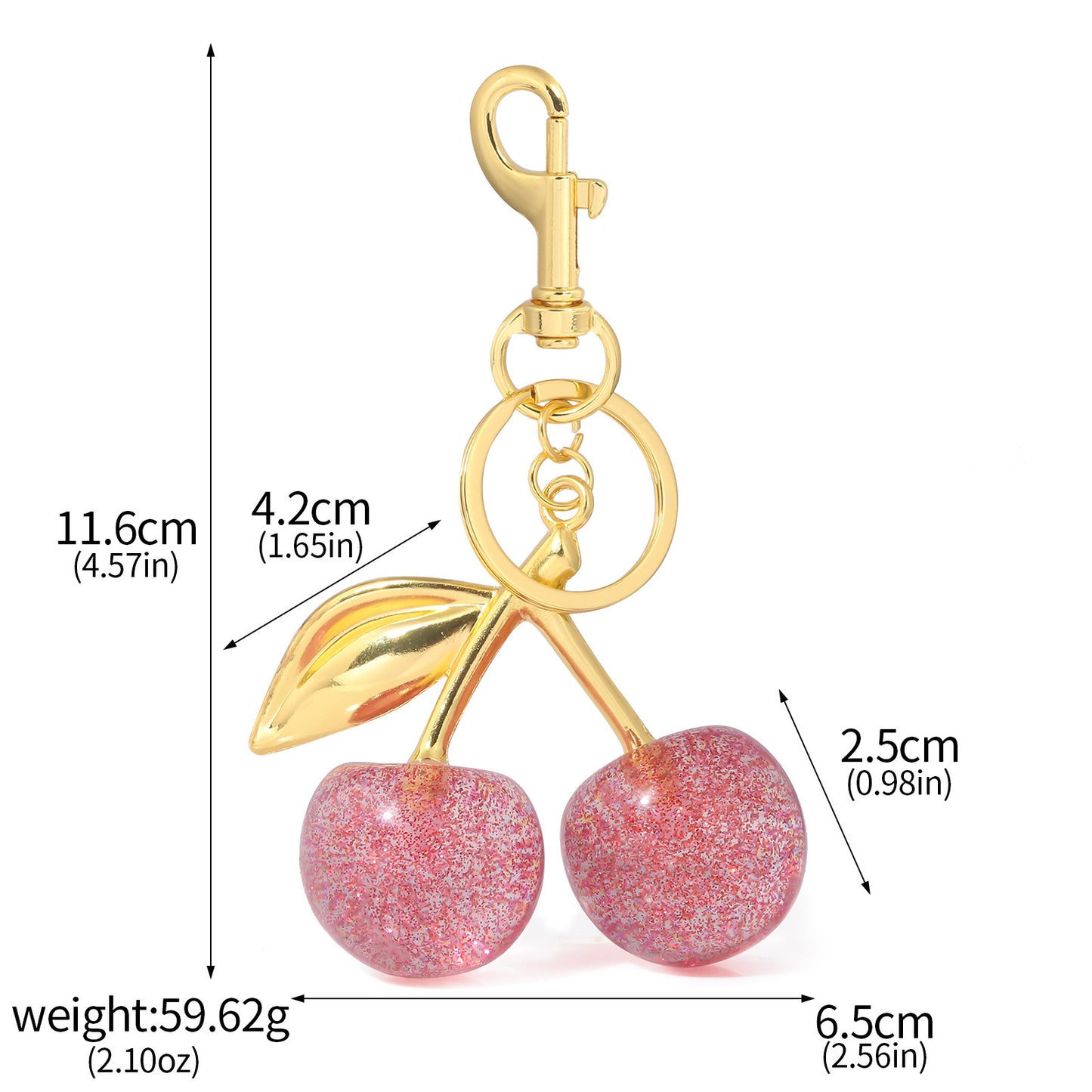 A Pair Of Red Cherry Crystal Bag Glitter Keychain - DropOnline.co