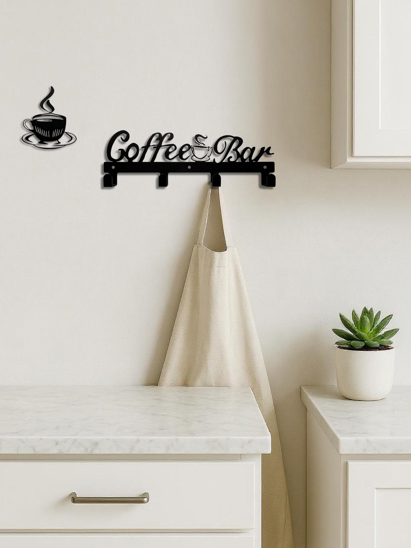 Coffee Cup Rack With Hooks - Wall-Mounted Metal Organizer For Kitchen Decor - DropOnline.co