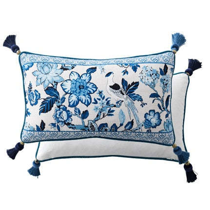 Blue And White Porcelain New Chinese Style Living Room Office Sofa Cushion Cover - DropOnline.co