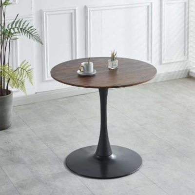 31.5 BLACK AND WALNUT Tulip Table Mid-century Dining Table For 2-4 People With Round Mdf Table Top, Pedestal Dining Table, End Table Leisure Coffee Table - DropOnline.co