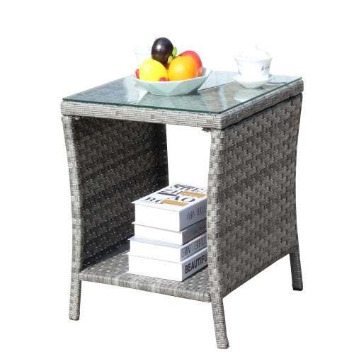 Outdoor Patio Furniture 1 Coffee Table With Clear Tempered Glass - DropOnline.co