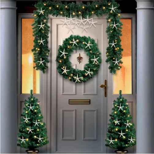 20 PCS Christmas Starfish Hanging Ornaments - 3-4'' Natural Starfish with Rope - DropOnline.co