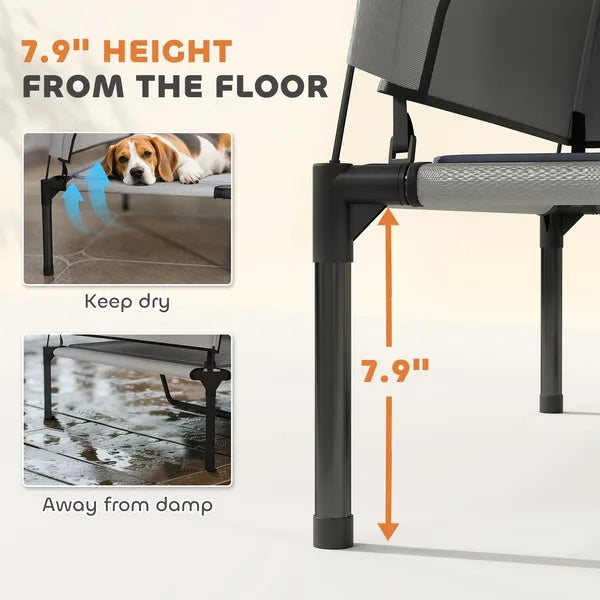 Elevated Dog Bed With Removable Canopy, Portable Outside Raised Pet Cot With Cooling Pad, Storage Bag - DropOnline.co