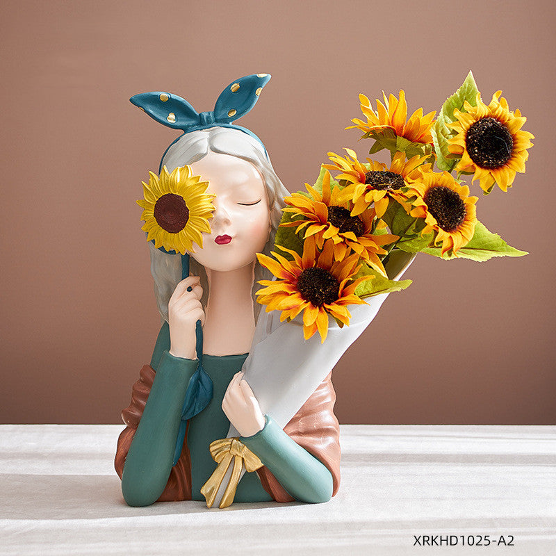 Home Decor Girl Figurine Resin Sculpture Abstract Art Room Decor Nordic Decoration Home Living Room Decoration Accessories Gifts - DropOnline.co