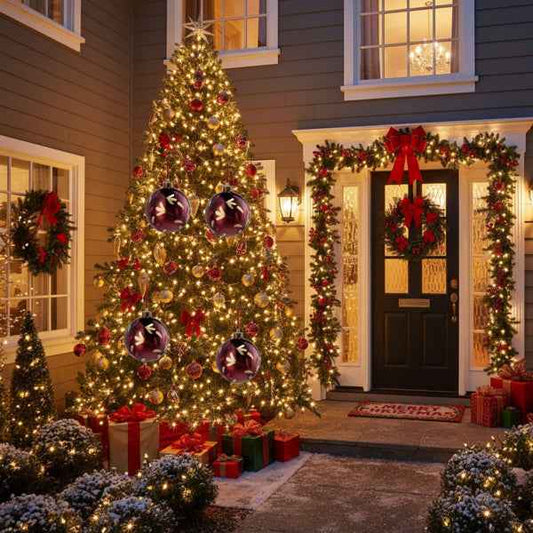 4PCS Glass Christmas Ball Ornaments - Shiny Red Holiday Tree Decorations (4.7 inch) - DropOnline.co