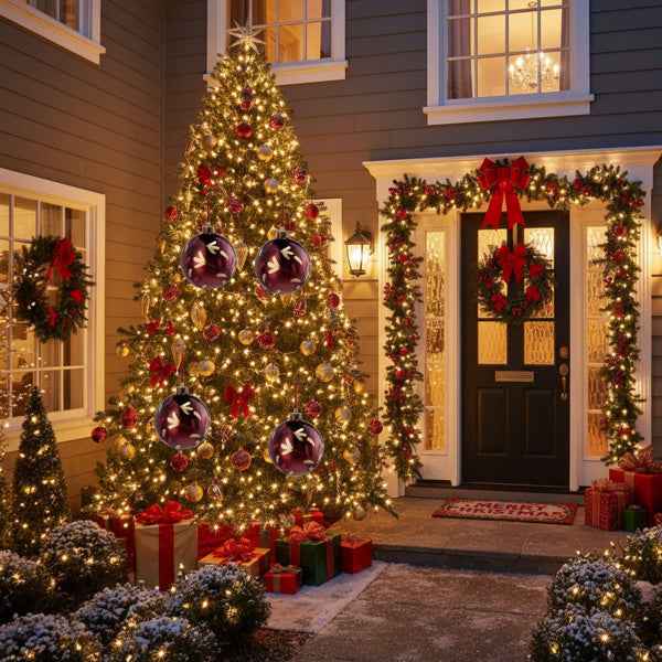 4PCS Glass Christmas Ball Ornaments - Shiny Red Holiday Tree Decorations (4.7 inch) - DropOnline.co