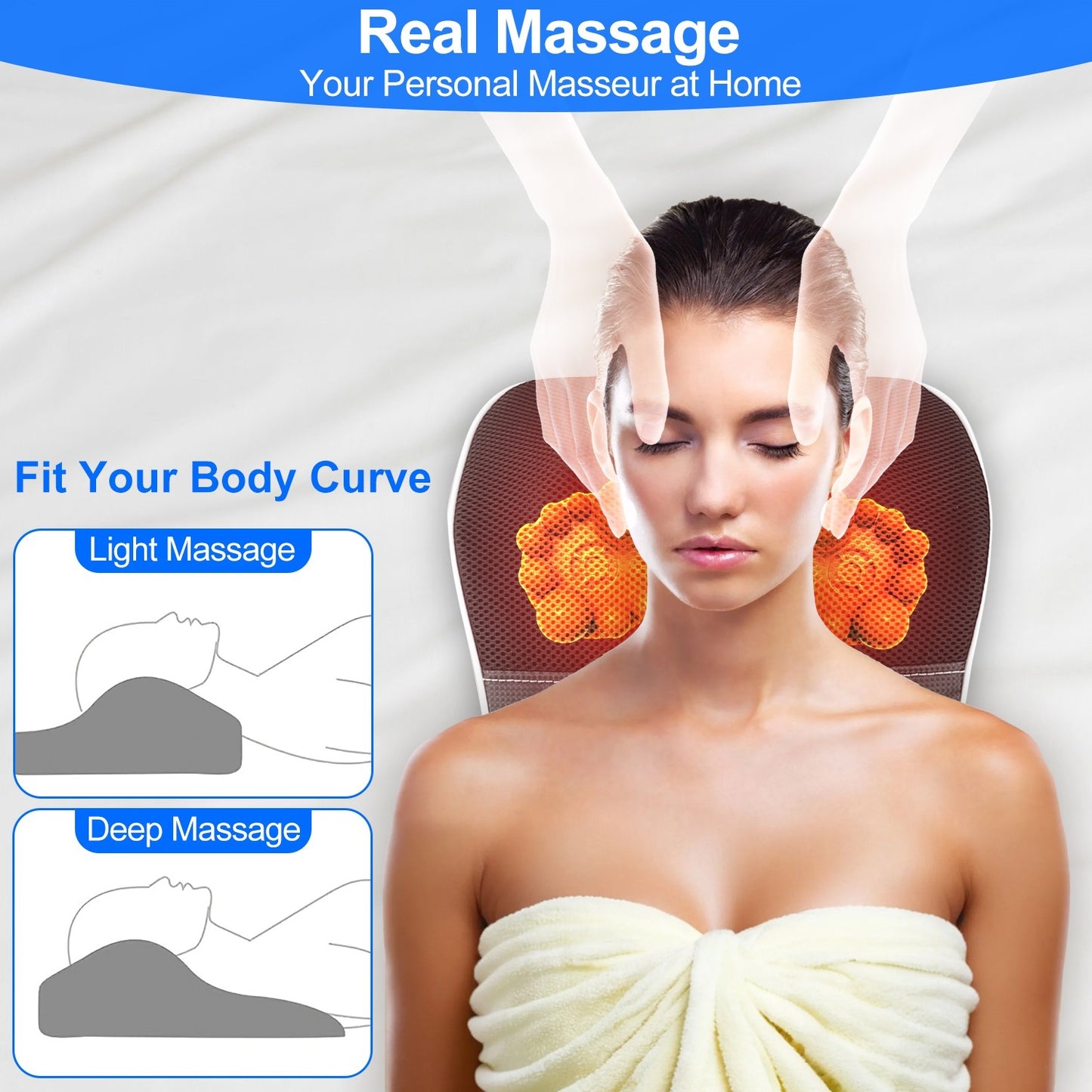 1Pc Back Massager With Heat 3D Kneading Massage Pillow Shiatsu Full Body Massager For Back Neck Waist Arm Abdomen Calf - DropOnline.co