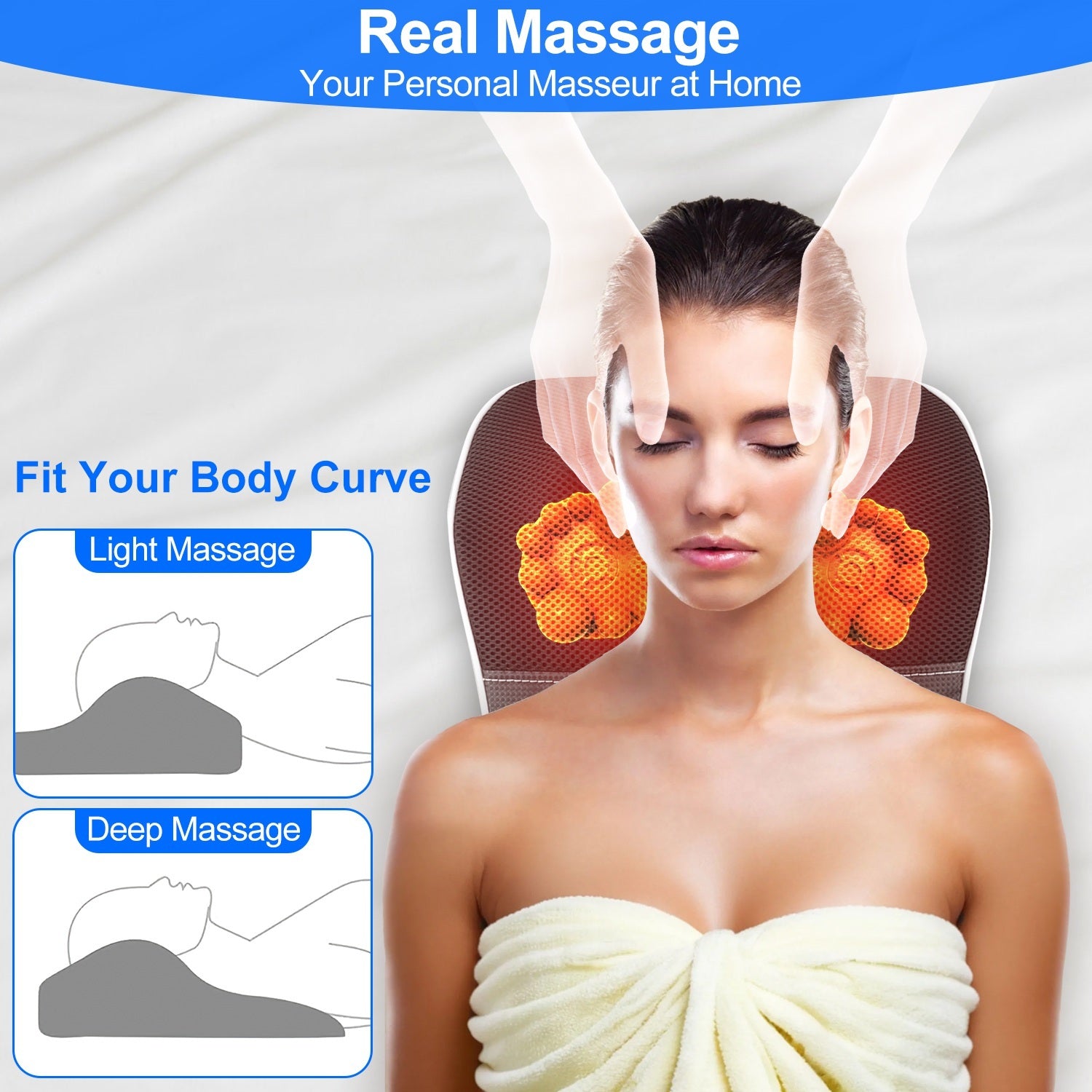 1Pc Back Massager With Heat 3D Kneading Massage Pillow Shiatsu Full Body Massager For Back Neck Waist Arm Abdomen Calf - DropOnline.co