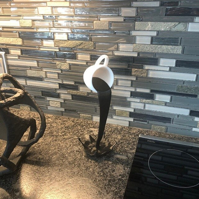 Floating Coffee Cup Mug Sculpture Kitchen Decor Pouring Spilling Decoration - DropOnline.co