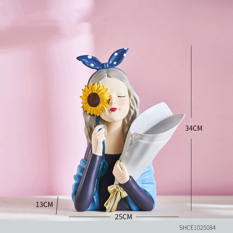 Home Decor Girl Figurine Resin Sculpture Abstract Art Room Decor Nordic Decoration Home Living Room Decoration Accessories Gifts - DropOnline.co