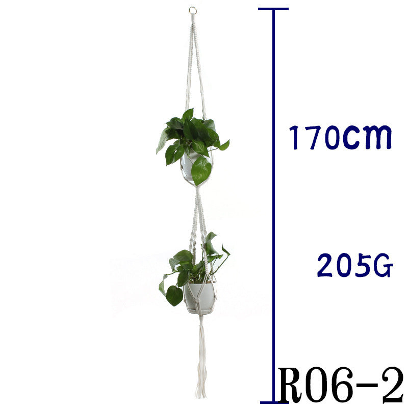 Flower Pot Net Bag Beige Cotton Rope Indoor Plant Hanger Hanging Basket Sling - DropOnline.co