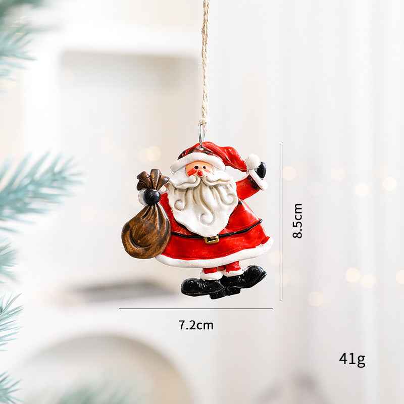 Christmas Resin Character Pendants - Santa Snowman Gingerbread Man Ornaments - DropOnline.co