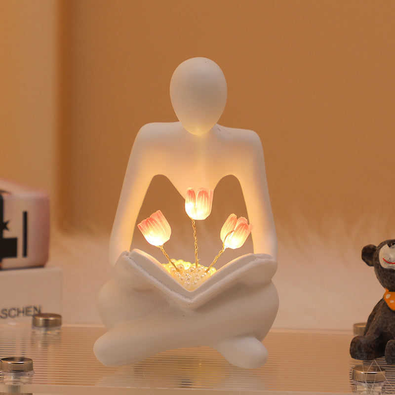 Silence Is The Golden Thinker Small Night Lamp Bouquet Handmade Ornaments Home Decor - DropOnline.co