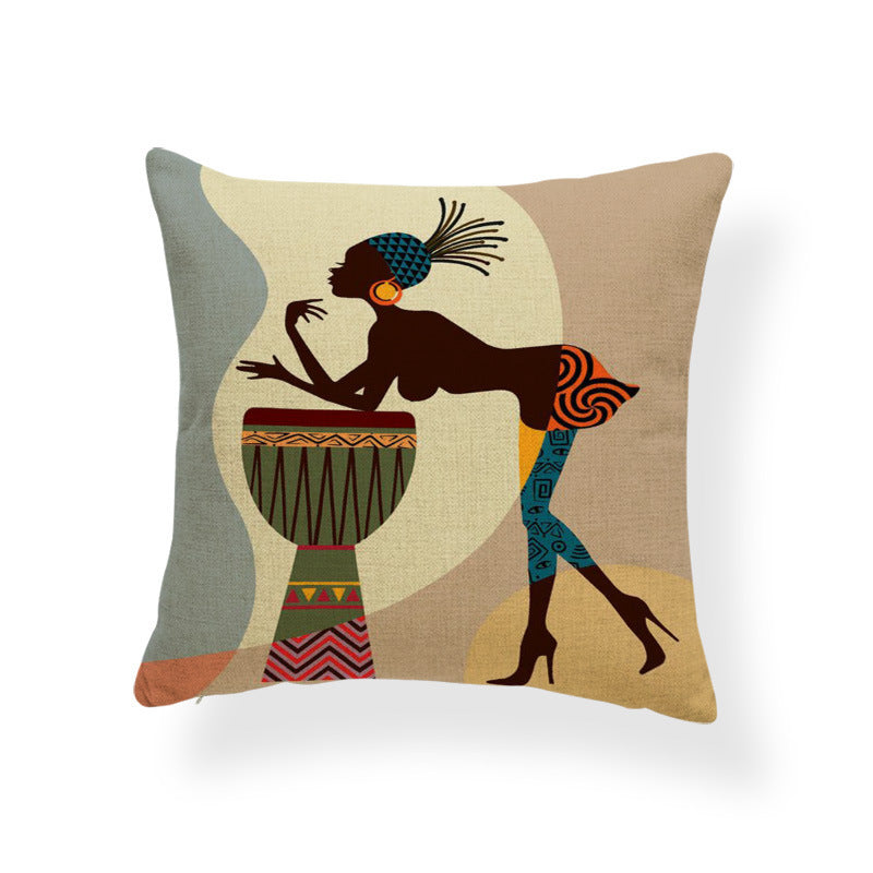 Printed cotton and linen cushion cover - DropOnline.co