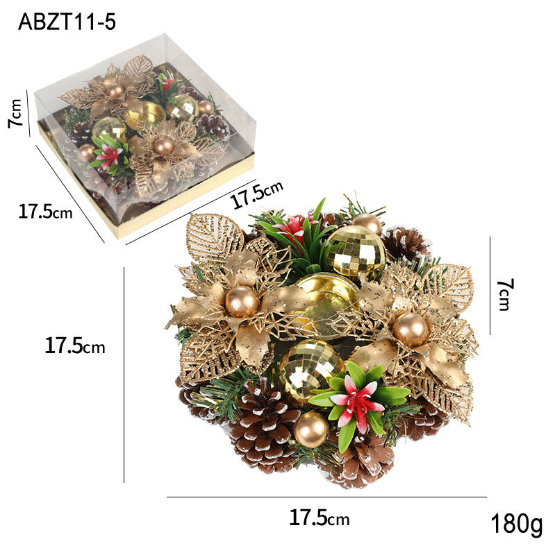 Christmas Candle Metals Candlestick Wreath Artificial Pinball Pinecone Candle Holder Fake Leaves Xmas New Year Home Table Decor - DropOnline.co