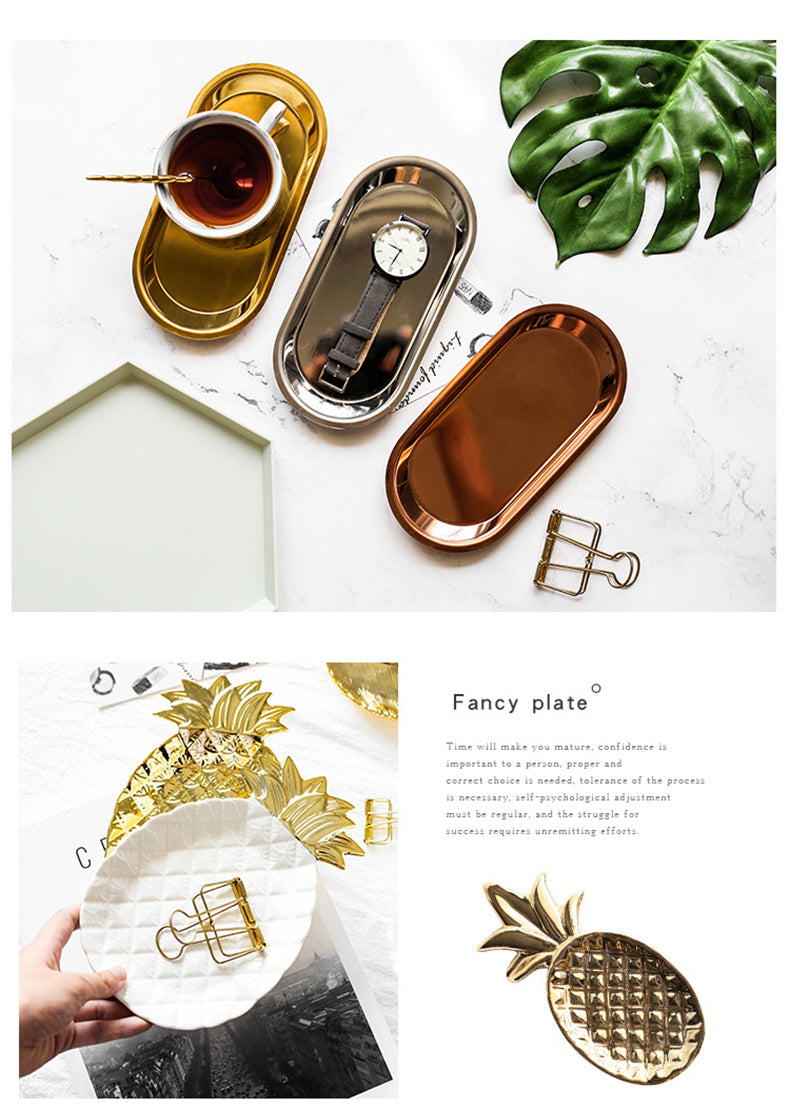 Gold Plated Dessert Plate Ceramic Jewelry Plate Home Decor - DropOnline.co