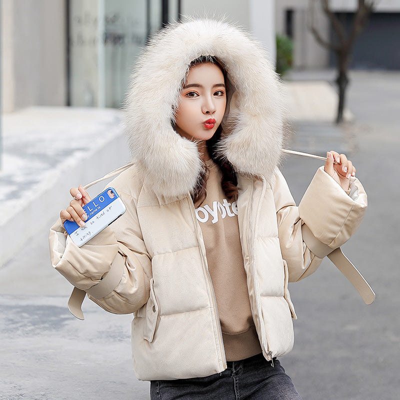 Big fur collar bread coat cotton coat - DropOnline.co