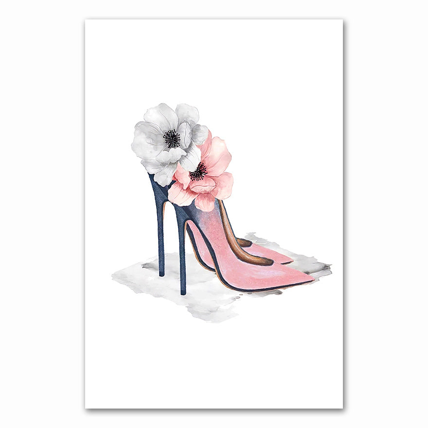 Lipstick Perfume High Heels Fashion Makeup Texture Canvas Painting Home Decor - DropOnline.co