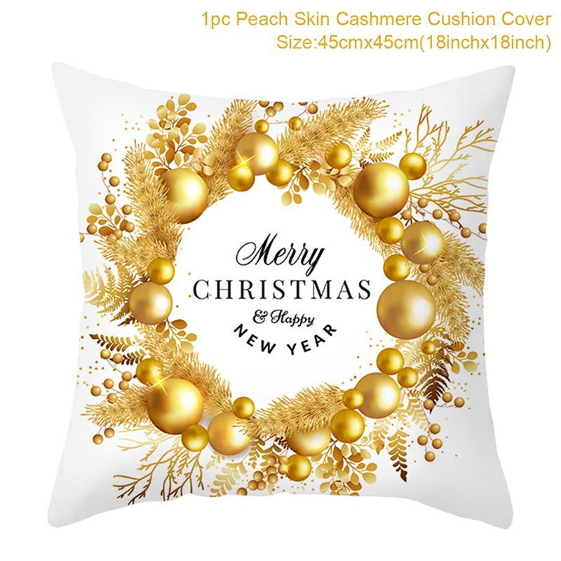 Christmas Printed Throw Pillow Cushion Cover - Festive Linen Holiday Decoration for Home - DropOnline.co
