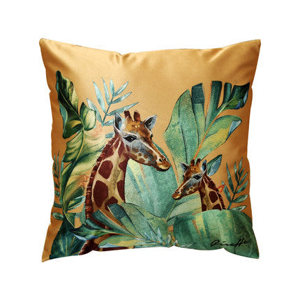 Modern rainforest bird green leaf print cushion cover - DropOnline.co
